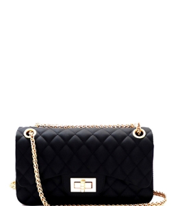Quilted Matte Jelly Small 2 Way Shoulder Bag JP067 BLACK
